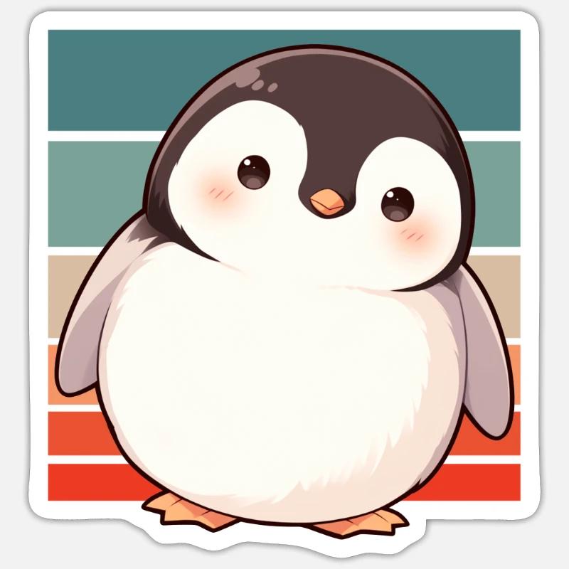 Pingouin Kawaii Pingouin Mignon - Sticker taille S (10 x 10 cm) - blanc mat
