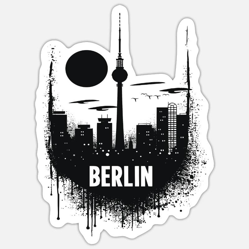 Berliner Skyline - Sticker Größe S (10 x 10 cm) - Mattweiß