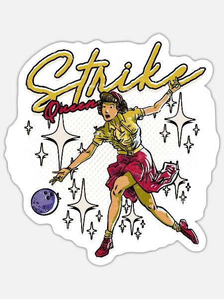 Bowling Strike Queen - Sticker Größe S (10 x 10 cm) - Mattweiß