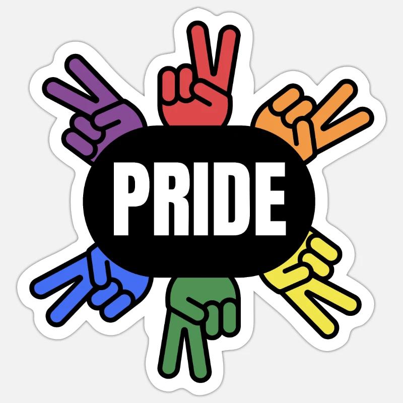 PRIDE Pride with Peace hand black Sticker Größe S (10 x 10 cm)