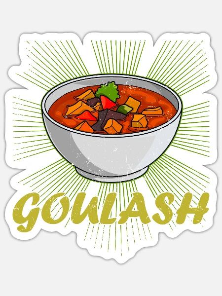 Gulasch Rezept Ungarn Kochbuch Gericht Essen - Sticker Größe S (10 x 10 cm) - Mattweiß