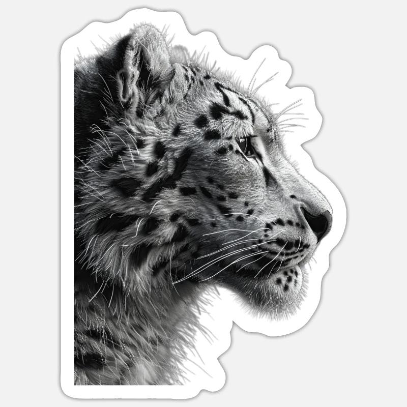 Schneeleopard - Sticker Größe S (10 x 10 cm) - Mattweiß