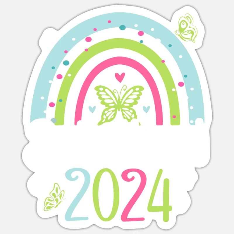 Schulkind 2024 Mädchen Regenbogen Einschulung 2024 Sticker Größe S (10 x 10 cm)