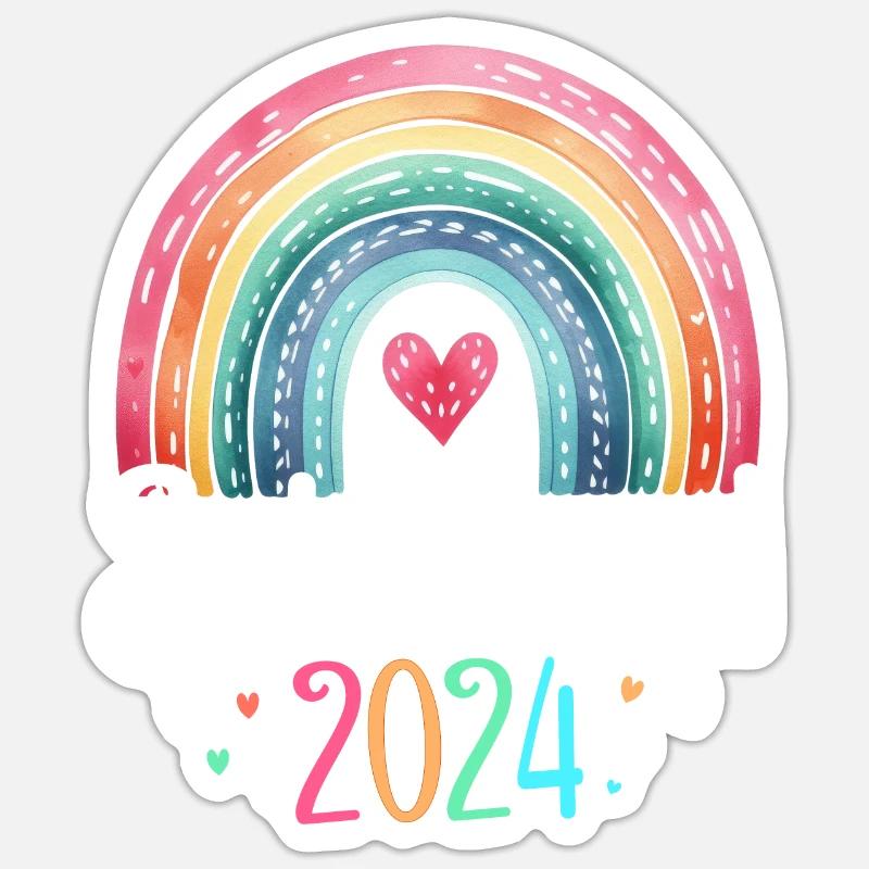 Schulkind 2024 Mädchen Regenbogen Einschulung 2024 Sticker Größe S (10 x 10 cm)