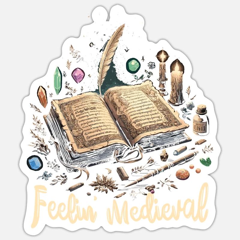 Marché médiéval - Sticker taille S (10 x 10 cm) - blanc mat
