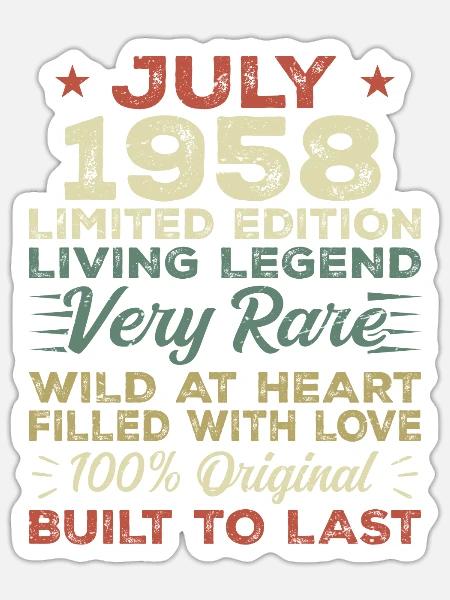 Geschenk Juli 1958 Jubiläum Juli 1958 Geburtstag - Sticker Größe S (10 x 10 cm) - Mattweiß