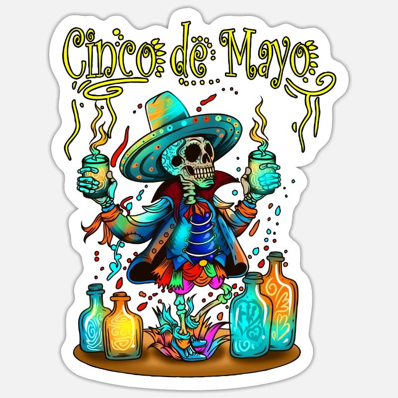 Chemise de sorcière Skeleton Chef Cingo de Mayo Potion Sticker taille S (10 x 10 cm)