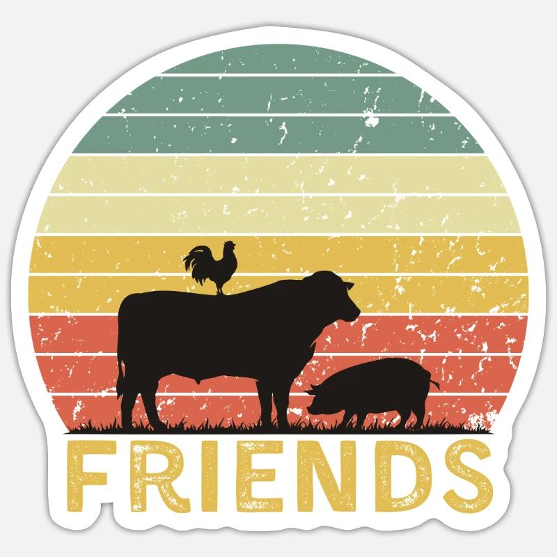 Bauernhoftier Freundschaft Design - Sticker Größe S (10 x 10 cm) - Mattweiß