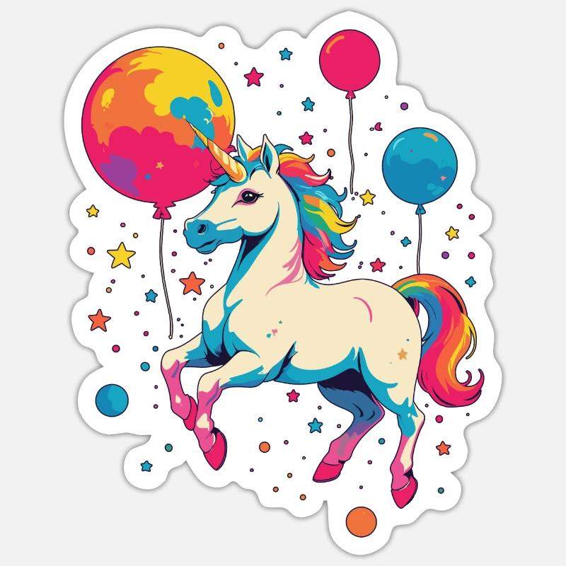 Lustige Einhörner Süßes Einhorn Mädchen - Sticker Größe S (10 x 10 cm) - Mattweiß