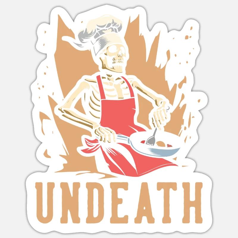 Chef Cooking Skeleton Undeath - Sticker size S (10 x 10 cm) - white matte
