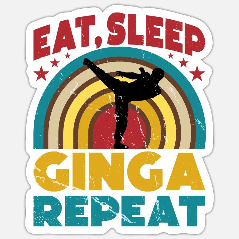 Essen Schlaf Ginga Wiederholen - Sticker Größe S (10 x 10 cm) - Mattweiß