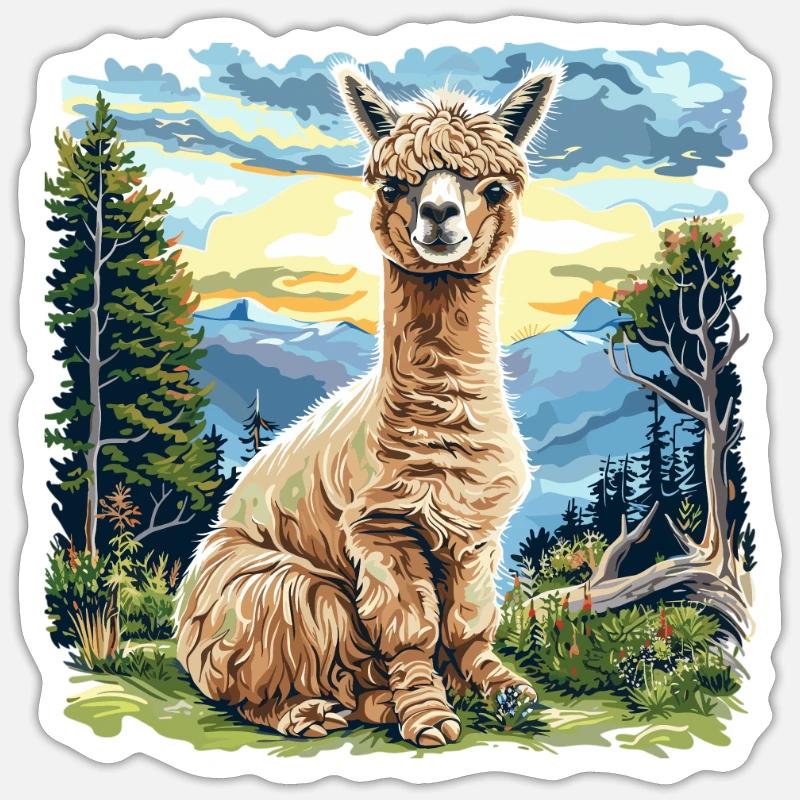 Alpaca Alpacas Alpaca - Sticker size S (10 x 10 cm) - white matte