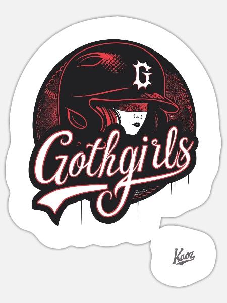 Baseball-Helm für Gothic-Mädchen - Sticker Größe S (10 x 10 cm) - Mattweiß