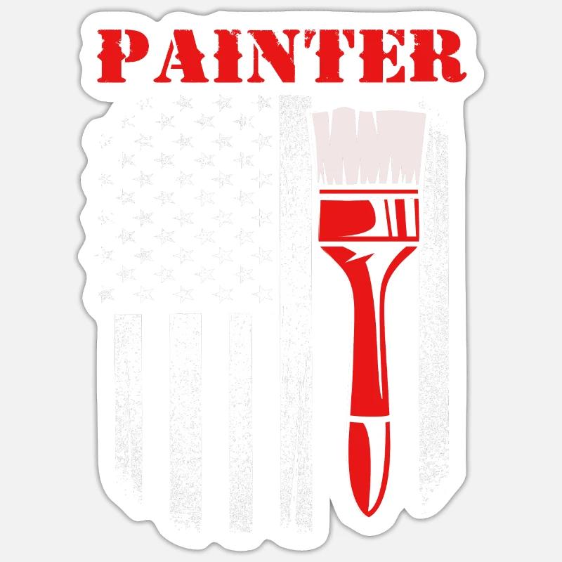 Peintre - Sticker taille S (10 x 10 cm) - blanc mat