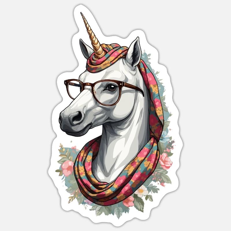 Einhorn Mama Lustige Mom Einhörner Liebende Mutter - Sticker Größe S (10 x 10 cm) - Mattweiß