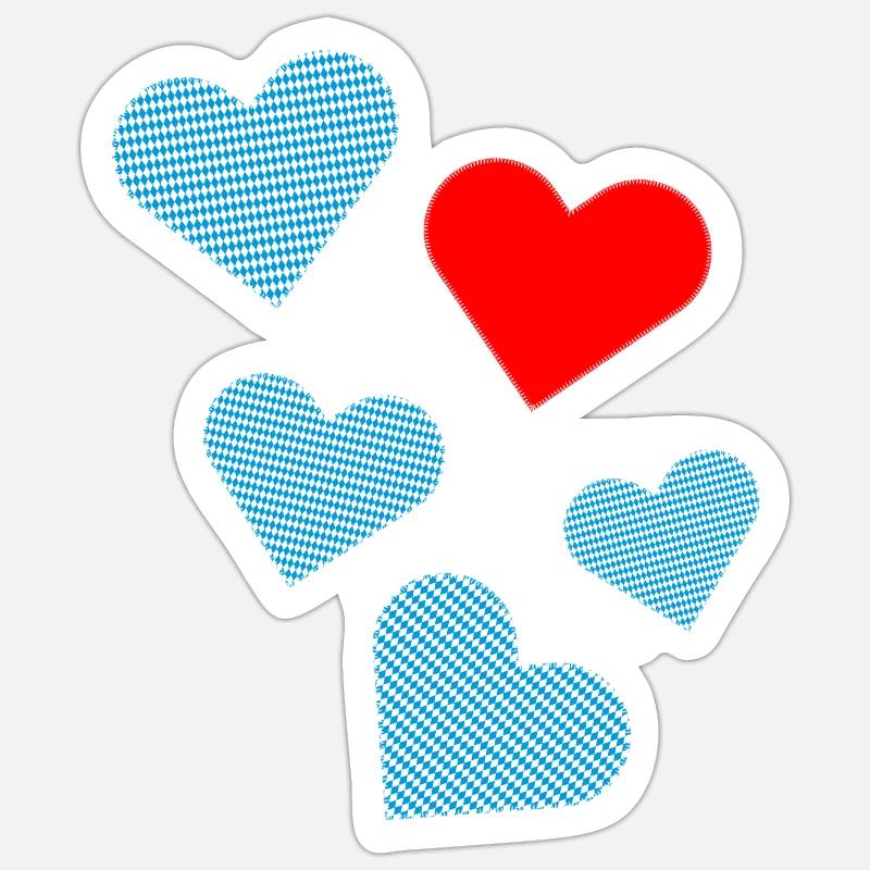 Bavarian Hearts as Patches - Sticker size S (10 x 10 cm) - white matte