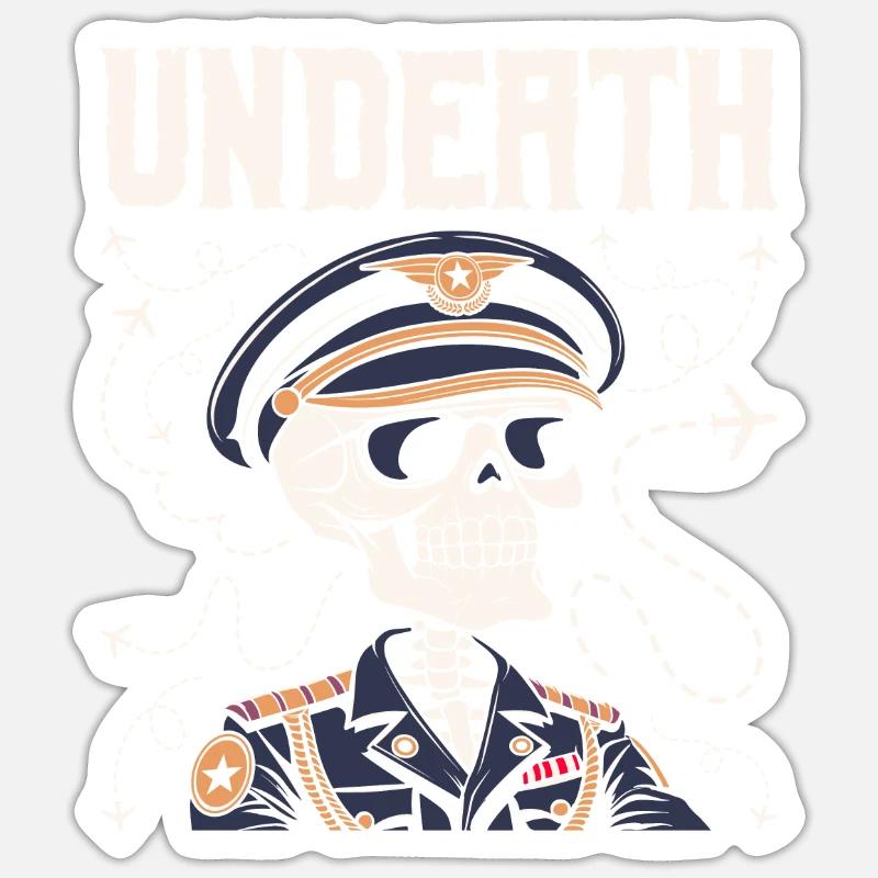Airplane Pilot Skeleton Undeath Sticker size S (10 x 10 cm)