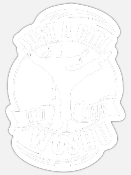 Wushu Spieler Geschenk - Sticker Größe S (10 x 10 cm) - Mattweiß