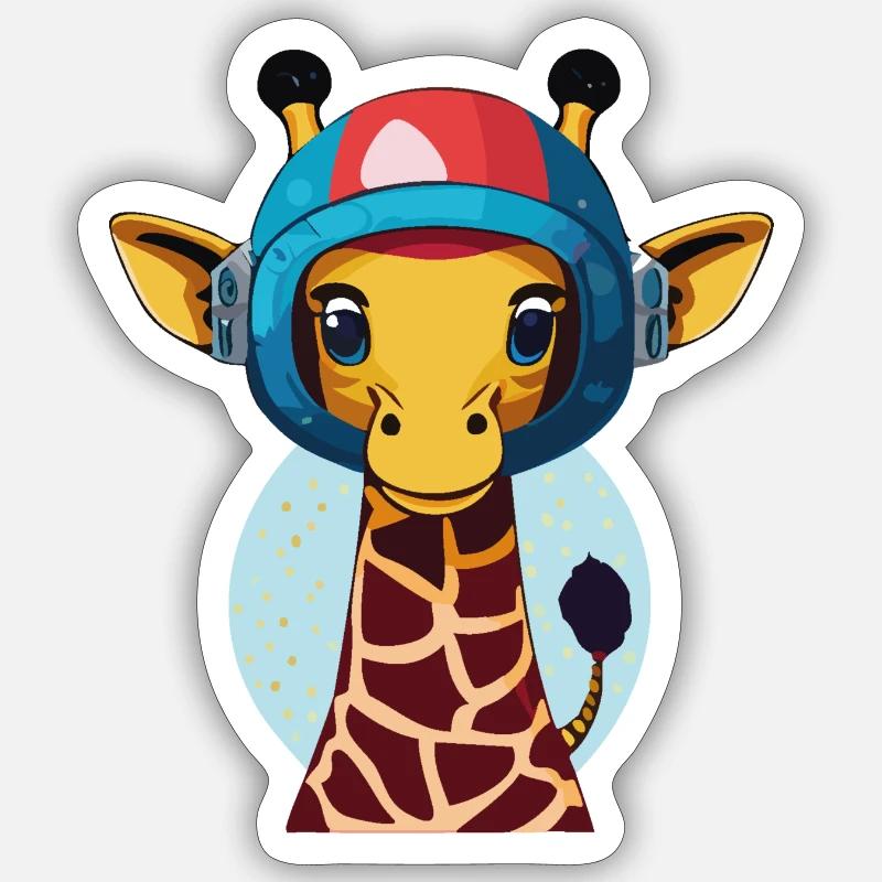 Space Giraffe with Helmet - Sticker size S (10 x 10 cm) - white matte