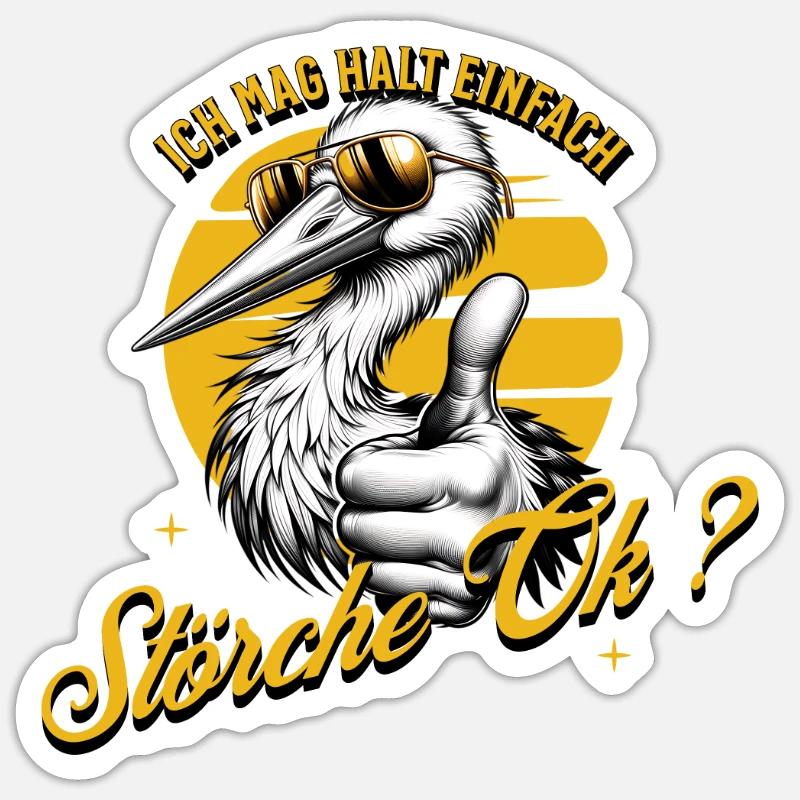 I just like storks - Sticker size S (10 x 10 cm) - white matte