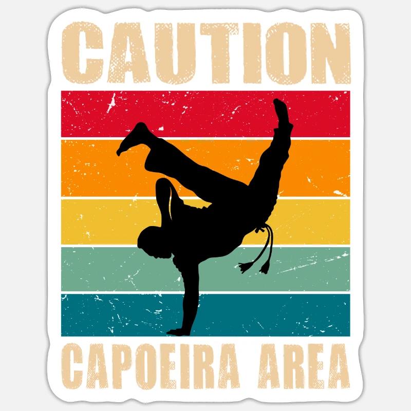 Attention Zone de Capoeira - Sticker taille S (10 x 10 cm) - blanc mat