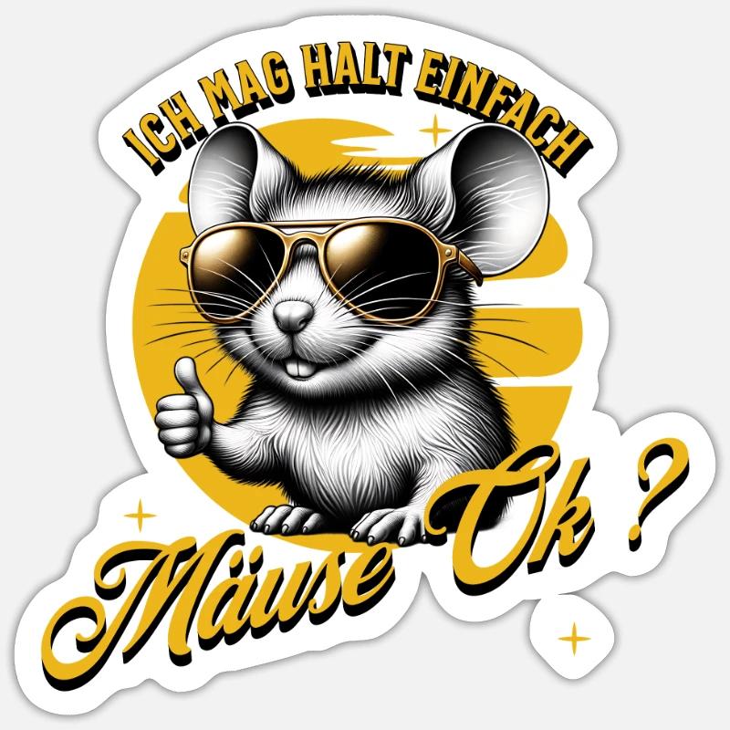 Ich mag halt einfach Mäuse - Sticker Größe S (10 x 10 cm) - Mattweiß