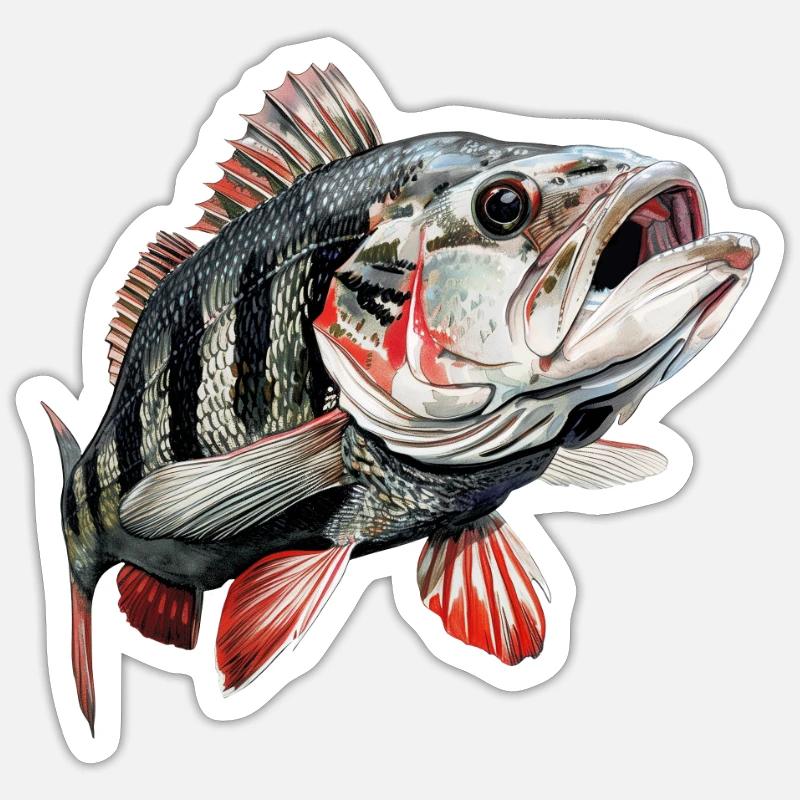 Barsch - Sticker Größe S (10 x 10 cm) - Mattweiß