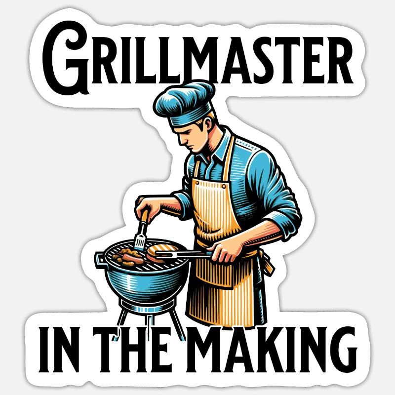 Grillmaster en devenir - Sticker taille S (10 x 10 cm) - blanc mat