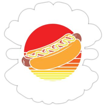 Hot Dog Adult Retro Hot Dog Dealer - Sticker Größe S (10 x 10 cm) - Mattweiß - Vorne