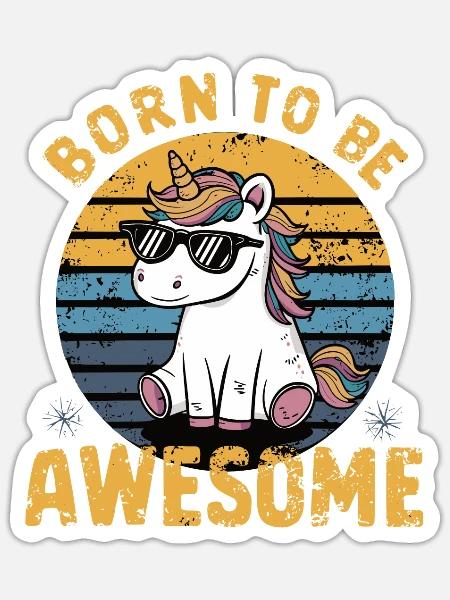 born to be einhorn - Sticker Größe S (10 x 10 cm) - Mattweiß