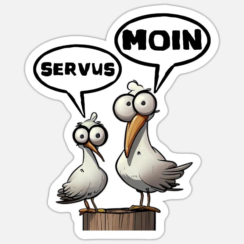 Die Bäädden Möwen Moin Servus Morgenmuffel Spruch Sticker size S (10 x 10 cm)