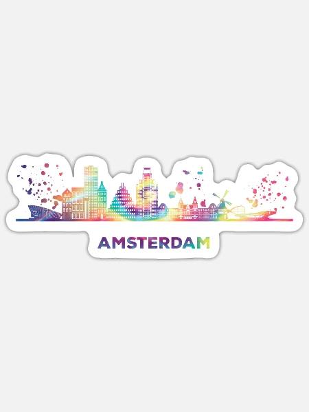 Amsterdam Skyline Amsterdam - Sticker Größe S (10 x 10 cm) - Mattweiß