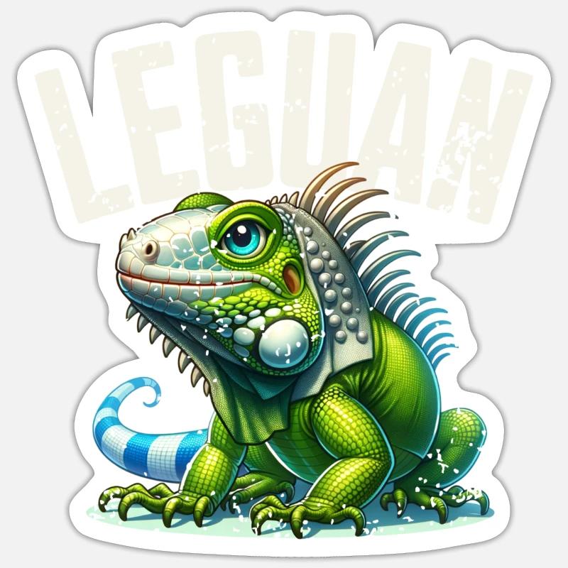 Leguan - Sticker Größe S (10 x 10 cm) - Mattweiß