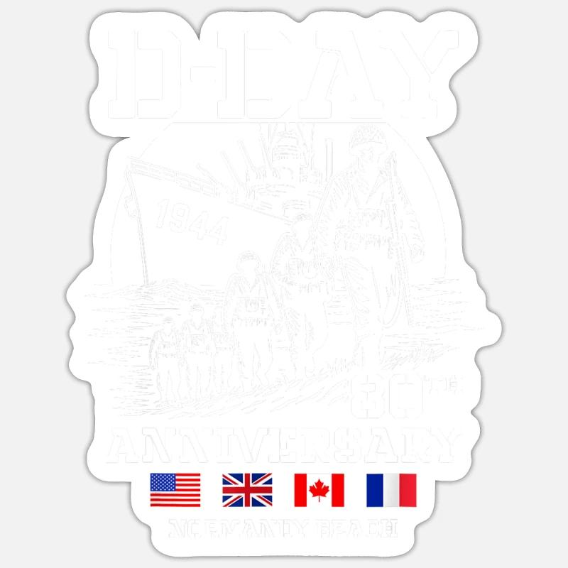 Normandy Beach Landing Commemorative D-Day 80th - Sticker taille S (10 x 10 cm) - blanc mat