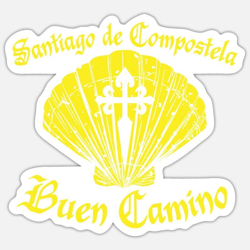 Chemin de Saint-Jacques-de-Compostelle Shell Pilgrim Camino - Sticker taille S (10 x 10 cm) - blanc mat