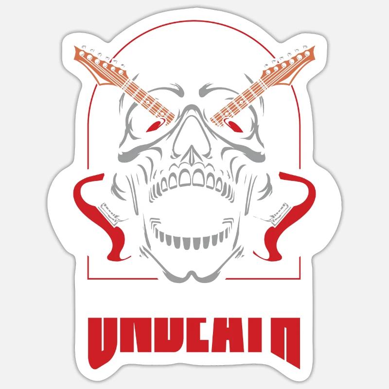 E Gitarre Elektrogitarre Schädel Undeath - Sticker Größe S (10 x 10 cm) - Mattweiß