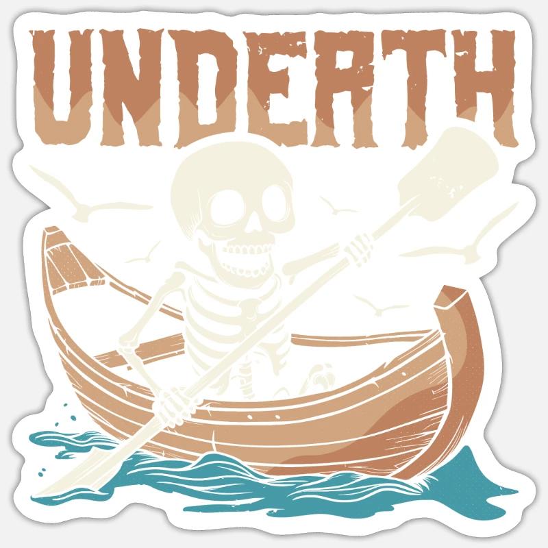 Rowing Rower Skeleton Undeath - Sticker size S (10 x 10 cm) - white matte