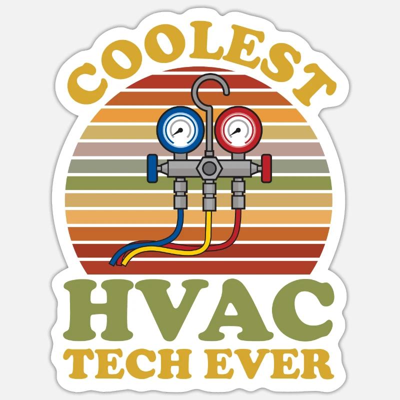 Chauffage, Climatisation, Ventilation, Technicien Sticker taille S (10 x 10 cm)