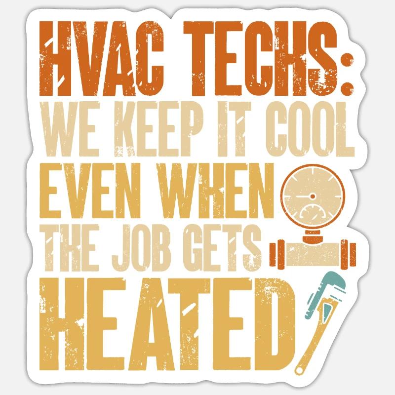 Chauffage, Climatisation, Ventilation, Technicien Sticker taille S (10 x 10 cm)