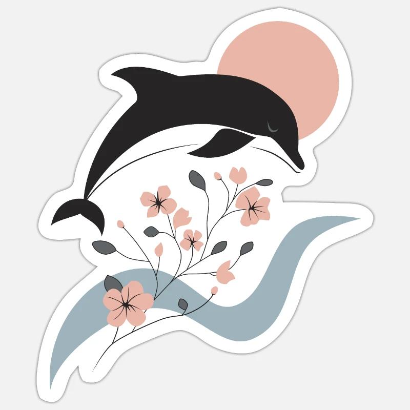 Dauphin élégant - Sticker taille S (10 x 10 cm) - blanc mat