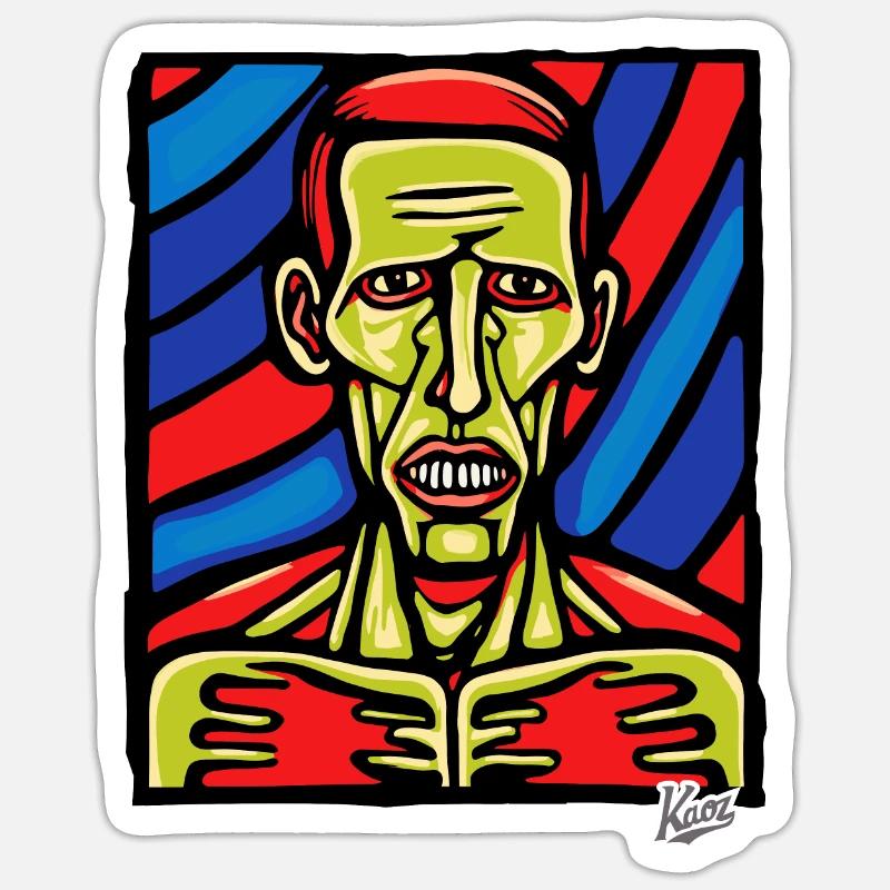 Art abstrait d’un zombie - Sticker taille S (10 x 10 cm) - blanc mat