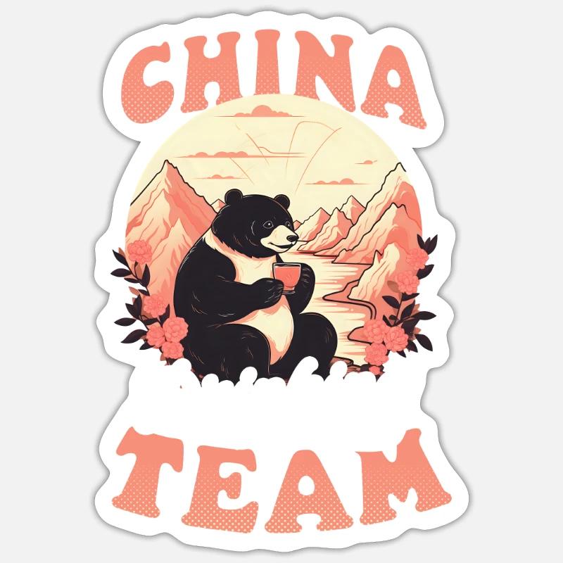 Chinesisches China-Trinkteam - Sticker Größe S (10 x 10 cm) - Mattweiß