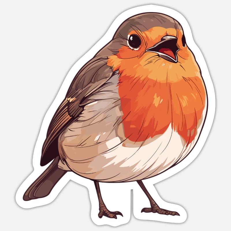 Robin Rotkehlchen - Sticker taille S (10 x 10 cm) - blanc mat