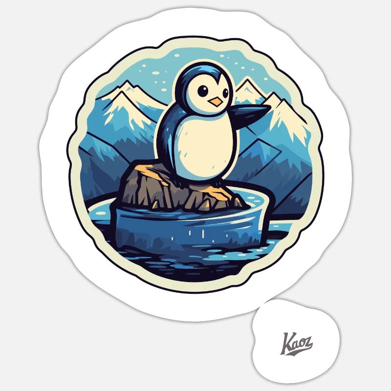 Niedlicher kleiner Pinguin auf einer Eisscholle - Sticker Größe S (10 x 10 cm) - Mattweiß