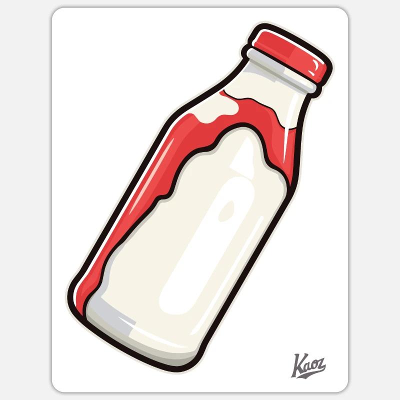 Bouteille de lait laitier - Sticker taille S (10 x 10 cm) - blanc mat