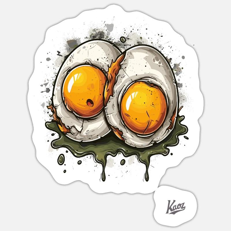 Spiegeleier, 2 mal gekochtes ekelhaftes Ei Sticker Größe S (10 x 10 cm)