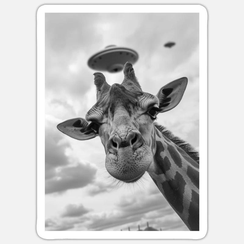 Ufo Selfie Giraffe - Sticker size S (10 x 10 cm) - white matte