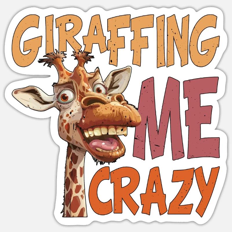 Girafing Me Crazy 2 - Sticker taille S (10 x 10 cm) - blanc mat