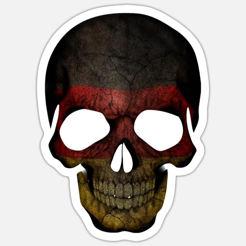 German Skull - Sticker Größe S (10 x 10 cm) - Mattweiß