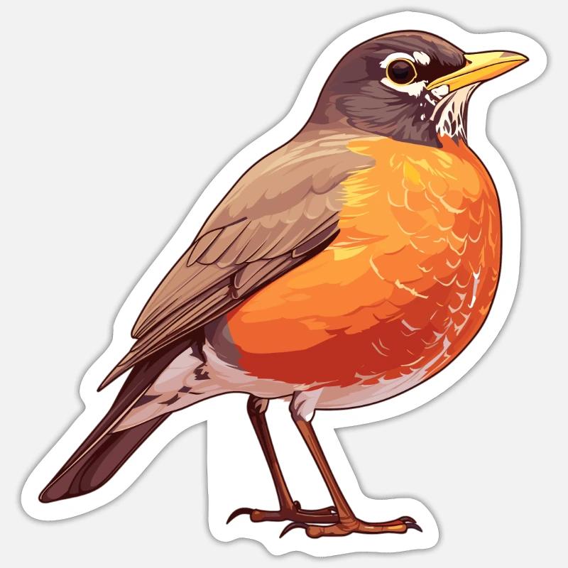 Robin Rotkehlchen - Sticker Größe S (10 x 10 cm) - Mattweiß